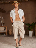 Casual Linen 3/4 Beach Yoga Shorts (US Only) Shorts coofandy