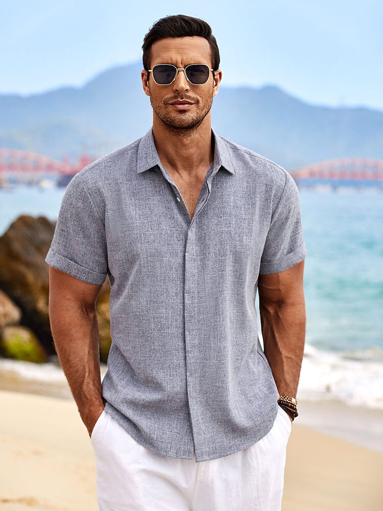 Casual Linen Skin-friendly Shirts (US Only) Shirts coofandy Blue Grey S 