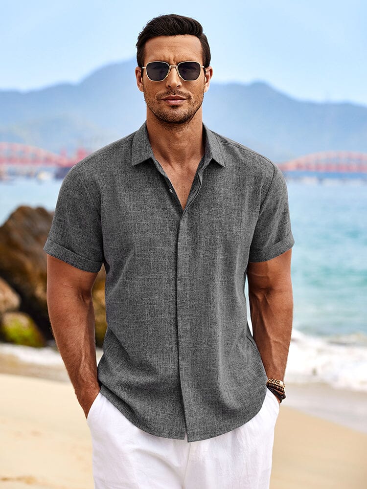 Casual Linen Skin-friendly Shirts (US Only) Shirts coofandy Dark Grey S 