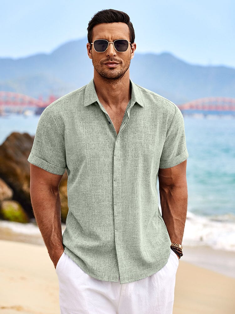 Casual Linen Skin-friendly Shirts (US Only) Shirts coofandy Green S 