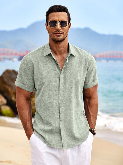 Casual Linen Skin-friendly Shirts (US Only) Shirts coofandy Green S 