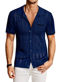 Casual Breathable Knit Top (US Only) Shirts coofandy Navy Blue S
