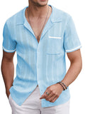 Casual Breathable Knit Top (US Only) Shirts coofandy Clear Blue S
