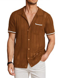 Casual Breathable Knit Top (US Only) Shirts coofandy Brown S