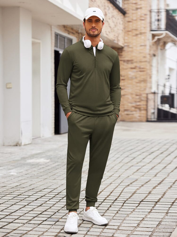 Stylish 2-Piece Tracksuit Set (US Only) Sports Set coofandy Army Green S 