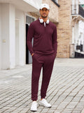 Stylish 2-Piece Tracksuit Set (US Only) Sports Set coofandy Dark Red S