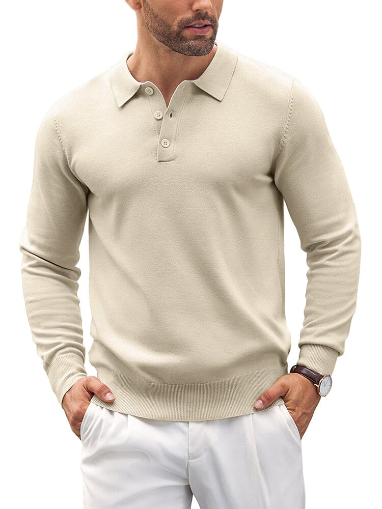 Casual Knit Polo Shirts (US Only) Polos coofandy Cream S 