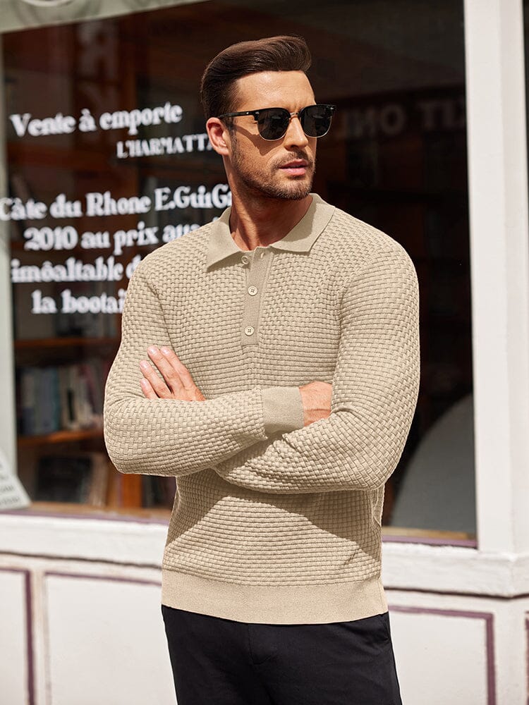 Wool Polo Collar Knitted Pullover Sweater