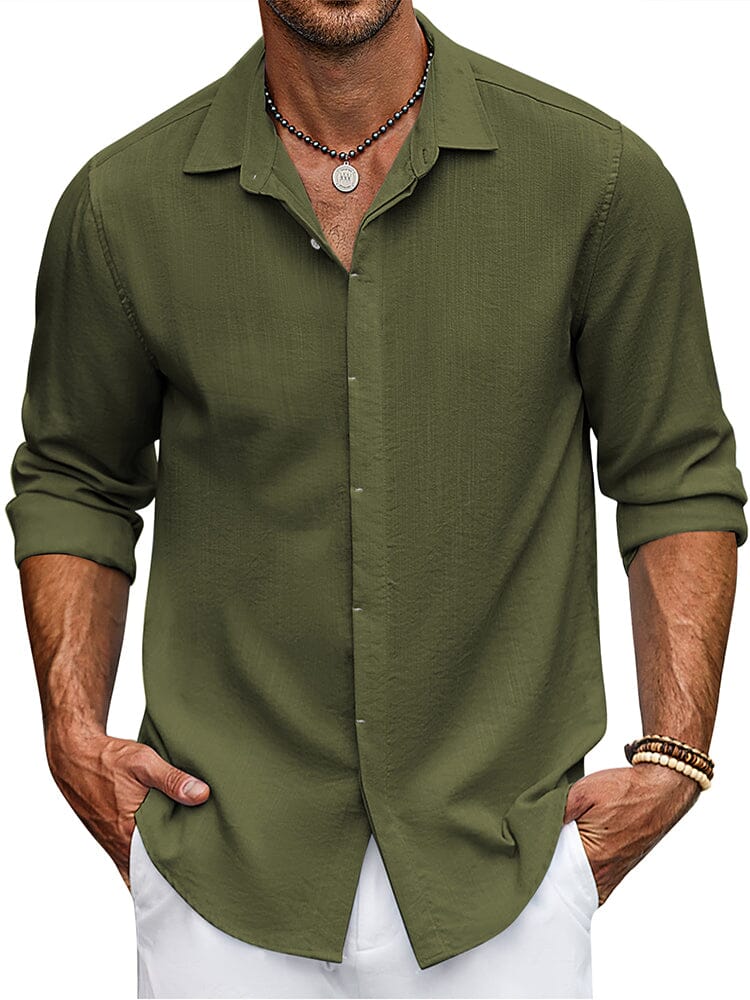 Classic Fit Long Sleeve Button Shirt (US Only) Shirts coofandy Army Green S 
