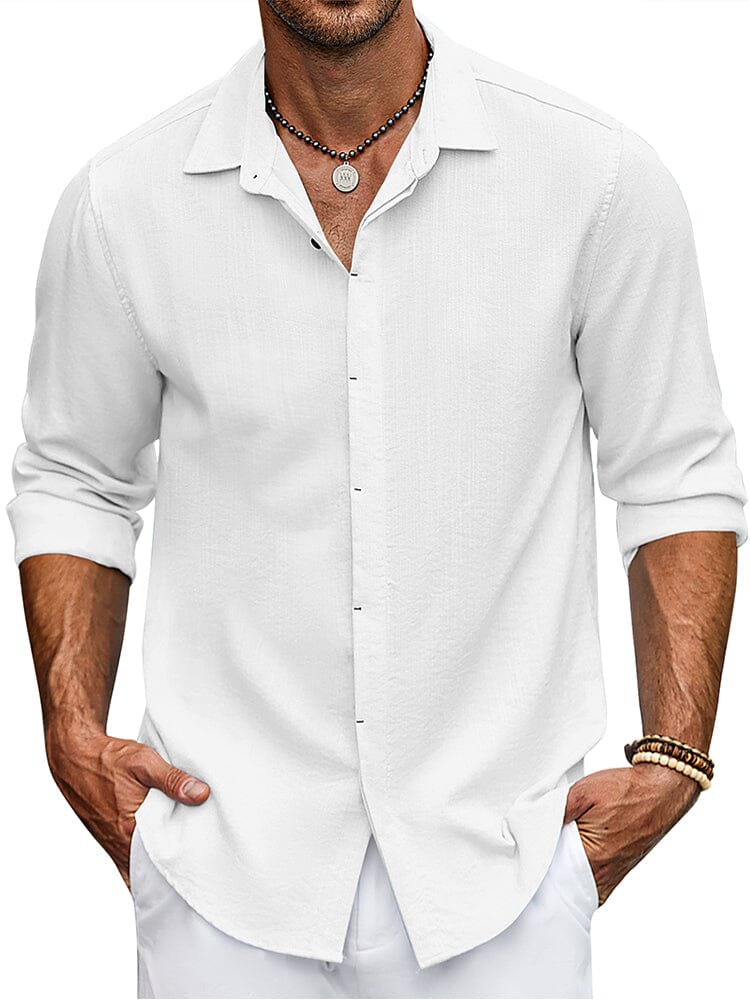 Classic Fit Long Sleeve Button Shirt (US Only) Shirts coofandy White S 
