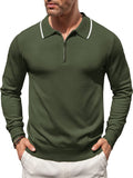 Classic Quarter Zip Polo Shirt (US Only) Polos coofandy Army Green S