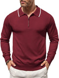 Classic Quarter Zip Polo Shirt (US Only) Polos coofandy Wine Red S
