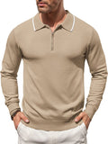 Classic Quarter Zip Polo Shirt (US Only) Polos coofandy Khaki S