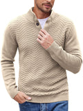 Casual Cable Knit Henley Sweater Shirts coofandy