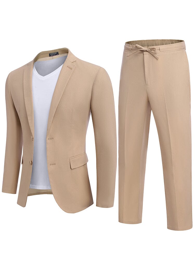 Stylish Casual Linen Blend 2-Piece Suit Sets (US Only)  COOFANDY