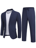 Casual Linen Blend 2-Piece Suit Sets (US Only) Suit Set coofandy Navy Blue S