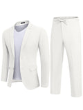 Casual Linen Blend 2-Piece Suit Sets (US Only) Suit Set coofandy White S