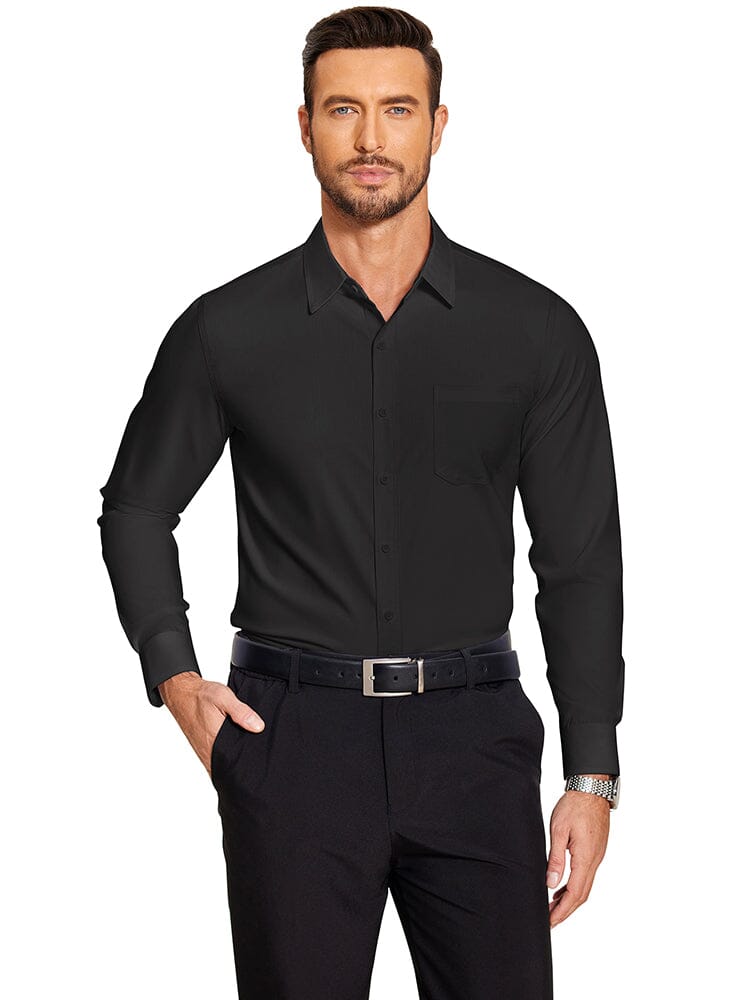 Classic Slim Fit Dress Shirt (US Only) Shirts & Polos coofandy Black S 