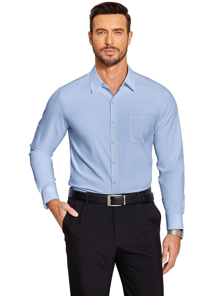 Classic Slim Fit Dress Shirt (US Only) Shirts & Polos coofandy Clear Blue S 