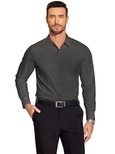 Classic Slim Fit Dress Shirt (US Only) Shirts & Polos coofandy Dark Grey S 