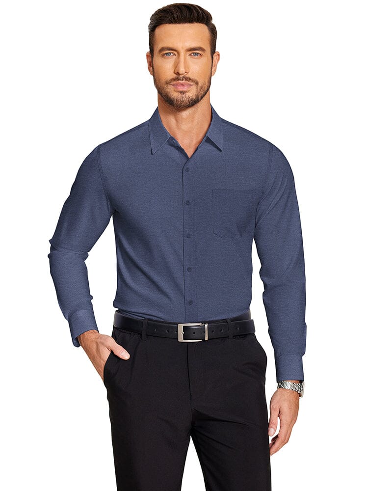Classic Slim Fit Dress Shirt (US Only) Shirts & Polos coofandy Navy Blue S 