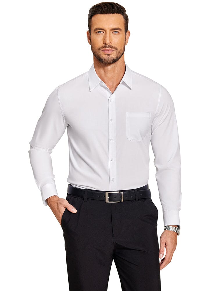 Classic Slim Fit Dress Shirt (US Only) Shirts & Polos coofandy White S 