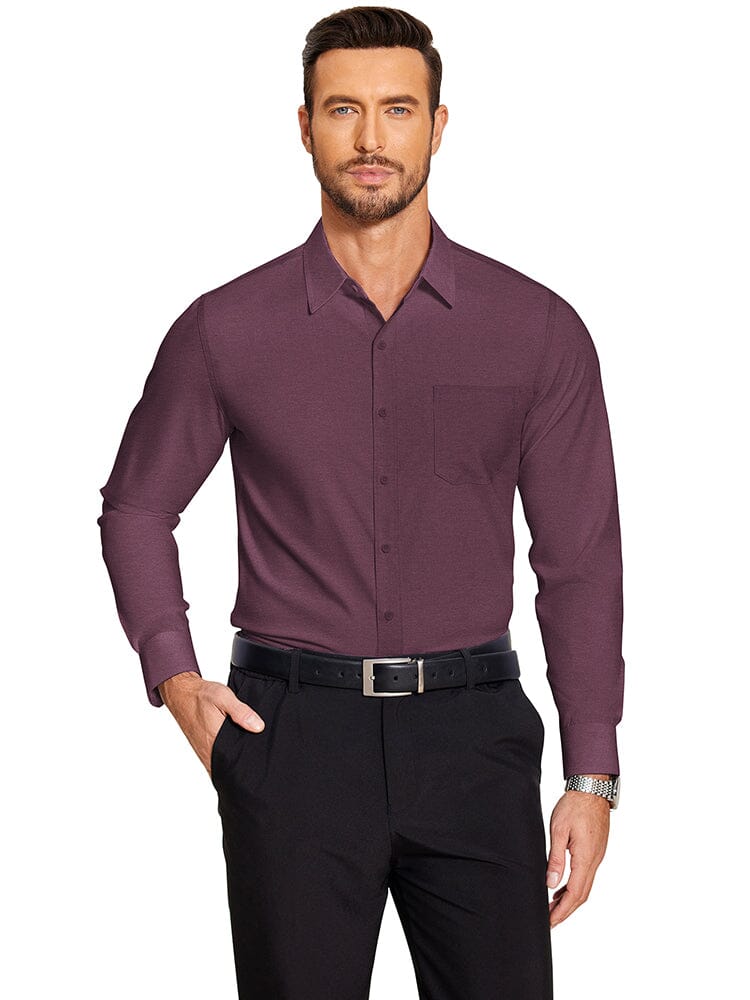 Classic Slim Fit Dress Shirt (US Only) Shirts & Polos coofandy Dark Purple S 