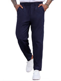 Simple Elastic Waist Slack Pants (US Only) Pants coofandy Navy Blue S