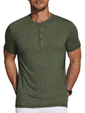 Casual Basic Solid Henley Shirt (US Only) Shirts coofandy Army Green S