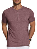 Casual Basic Solid Henley Shirt (US Only) Shirts coofandy Red S