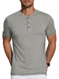 Casual Basic Solid Henley Shirt (US Only) Shirts coofandy Light Grey S
