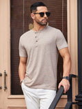 Casual Basic Solid Henley Shirt (US Only) Shirts coofandy
