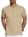 Casual Basic Solid Henley Shirt (US Only) Shirts coofandy Apricot S