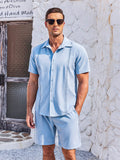 Soft Cuban Shirt Shorts Set (US Only) Sets coofandy Clear Blue S
