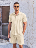 Soft Cuban Shirt Shorts Set (US Only) Sets coofandy Apricot S