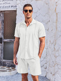 Soft Cuban Shirt Shorts Set (US Only) Sets coofandy White S