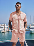 Vintage Knit Shirt Shorts Set (US Only) Beach Sets coofandy Pink S