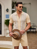 Vintage Knit Shirt Shorts Set (US Only) Beach Sets coofandy