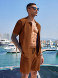 Casual Knit 2-Piece Outfits Sets coofandy Brown S