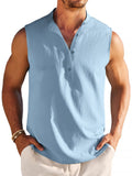 Casual Lightweight Henley Tank Top (US Only) Tank Tops coofandy Clear Blue S