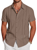 Casual Button Down Cuban Guayabera Shirt (US Only) Shirts coofandy Brown S