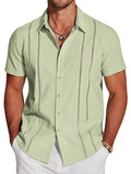 Casual Button Down Cuban Guayabera Shirt (US Only) Shirts coofandy Light Green S