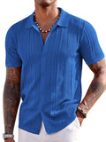 Casual Breathable Knit Beach Shirt Shirts coofandy Blue S