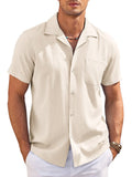 Casual Vacation Cuban Shirt Shirts coofandy Apricot S