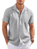 Casual Vacation Cuban Shirt Shirts coofandy Light Grey S