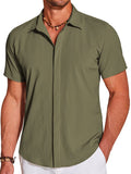 Casual Wrinkle Free Textured Shirt (US Only) Shirts coofandy Army Green S