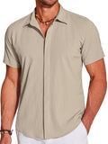 Casual Wrinkle Free Textured Shirt (US Only) Shirts coofandy Khaki S