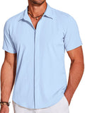 Casual Wrinkle Free Textured Shirt (US Only) Shirts coofandy Clear Blue S