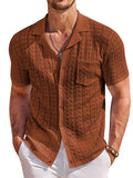 Breathable Fashion Hollow Knit Shirt (US Only) Shirts coofandy Brown S