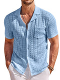 Breathable Fashion Hollow Knit Shirt (US Only) Shirts coofandy Clear Blue S